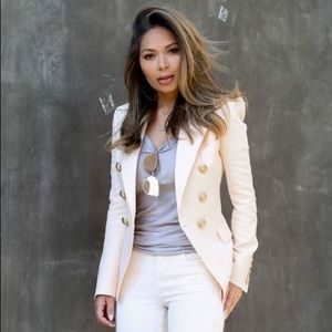 Off White Double Breasted Blazer Gold Buttons